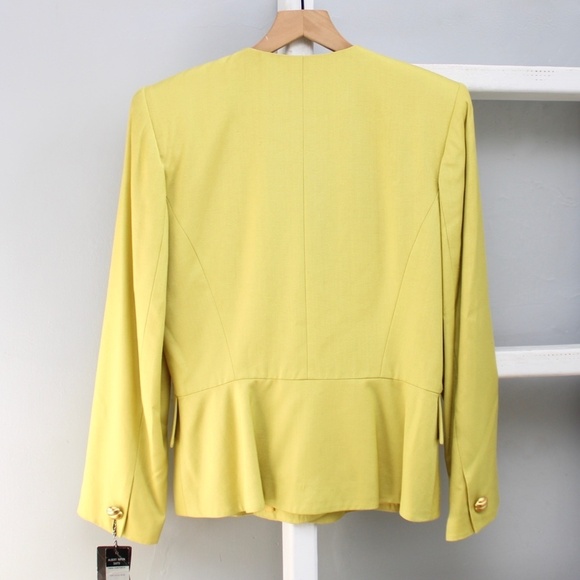 Albert Nipon Vintage Lime Green Double Breasted Blazer Blue Pencil Skirt SZ 10 - Picture 4 of 12